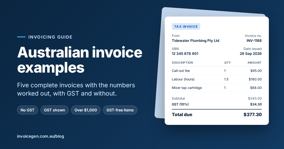 Australian Invoice Examples: 5 Worked Examples, With GST and Without